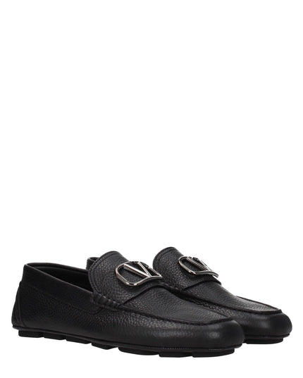 Valentino Garavani Black Leather Slip-On Loafers