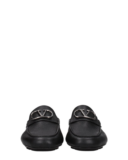 Valentino Garavani Black Leather Slip-On Loafers