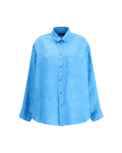 Balenciaga Blue Viscose Pattern Shirt