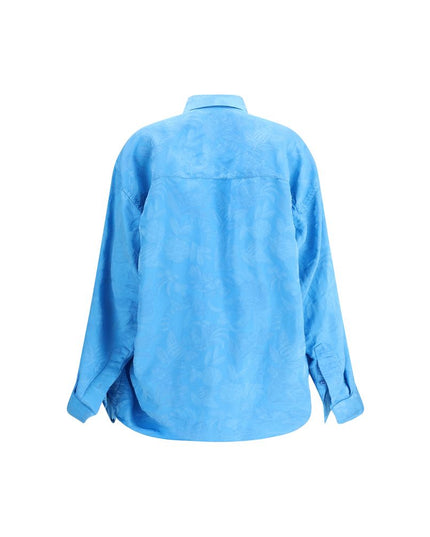 Balenciaga Blue Viscose Pattern Shirt