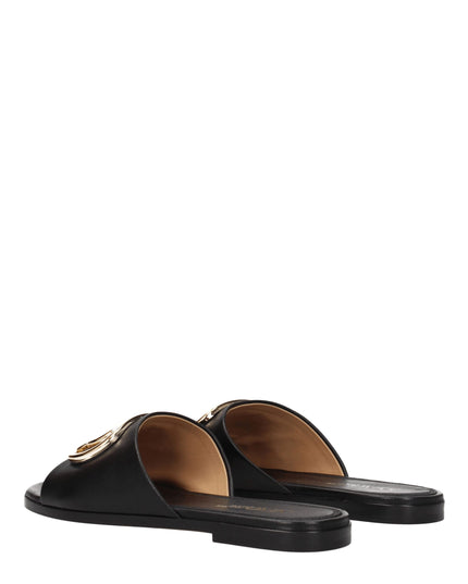 Off-White Black Leather Slippers Sandals