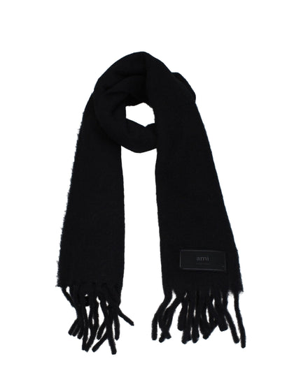 Ami Paris Black Leather Scarf