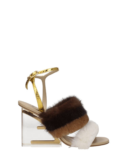 Fendi Brown Mink Strap-On Sandals
