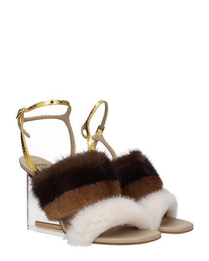 Fendi Brown Mink Strap-On Sandals