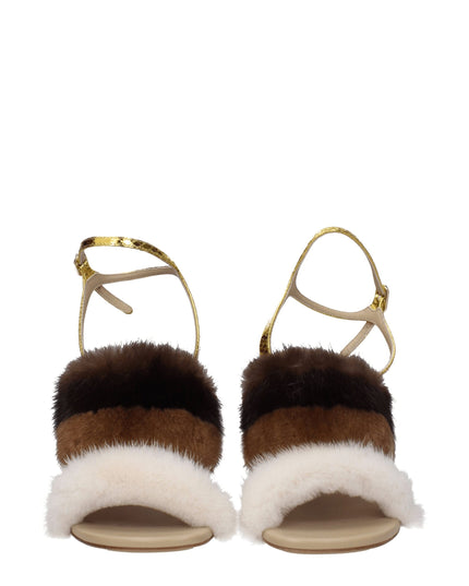 Fendi Brown Mink Strap-On Sandals