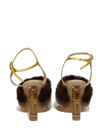 Fendi Brown Mink Strap-On Sandals