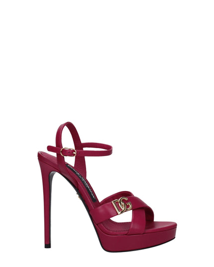 Dolce & Gabbana Pink Leather Platform Sandals