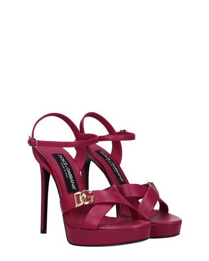 Dolce & Gabbana Pink Leather Platform Sandals