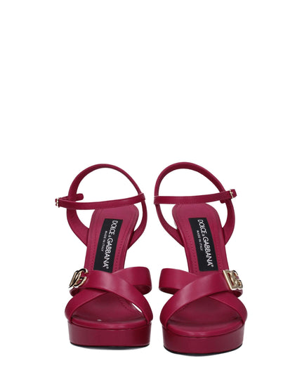 Dolce & Gabbana Pink Leather Platform Sandals