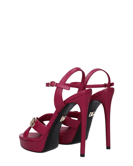 Dolce & Gabbana Pink Leather Platform Sandals