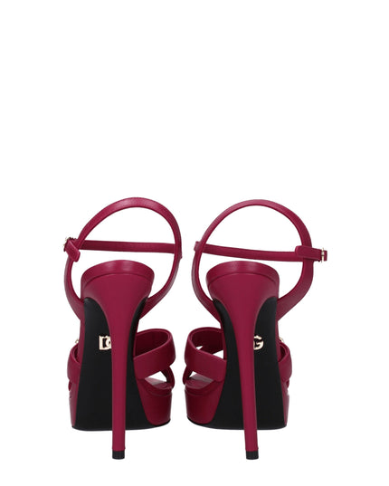 Dolce & Gabbana Pink Leather Platform Sandals