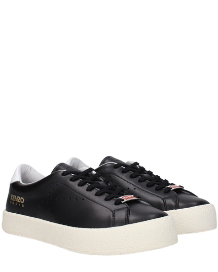 Kenzo Black Leather Low Top Sneakers