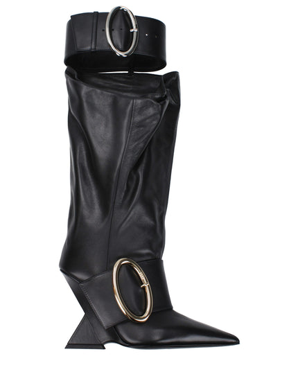The Attico Black Leather Boots