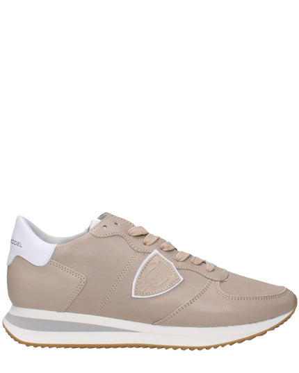 Philippe Model Beige Leather Low Top Sneakers
