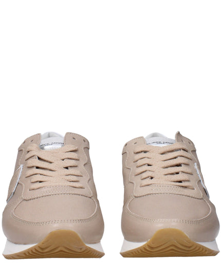 Philippe Model Beige Leather Low Top Sneakers