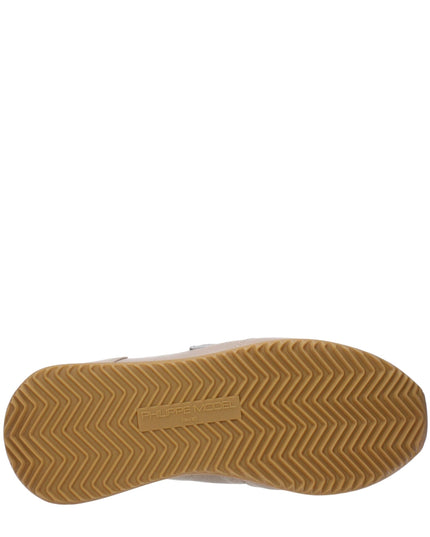 Philippe Model Beige Leather Low Top Sneakers