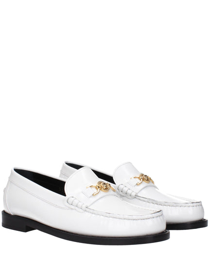 Versace White Leather Slip-On Loafers