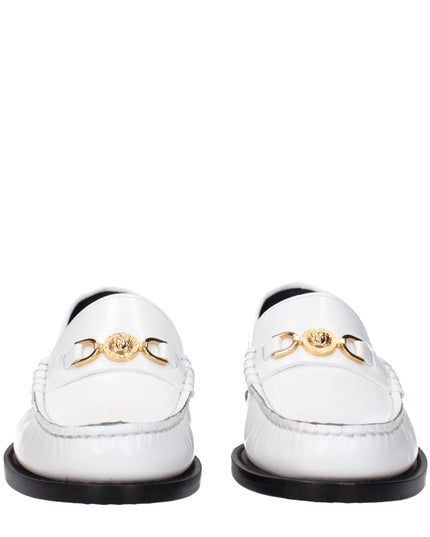 Versace White Leather Slip-On Loafers