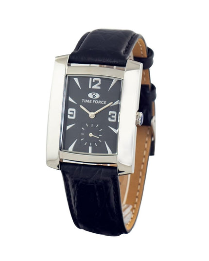Time Force Black Leather Dress Watch