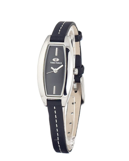 Time Force Black Leather Dress Watch