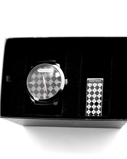 Marc Ecko Black Leather Dress Watch