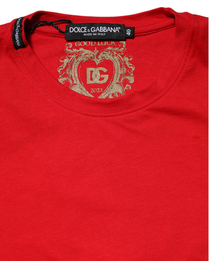 Dolce & Gabbana Red Cotton Crew Neck Short Sleeves Top T-shirt