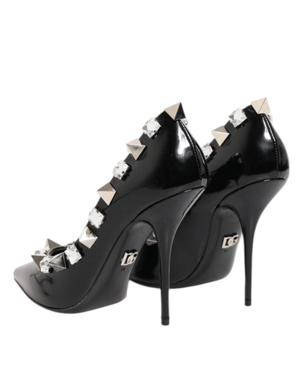 Dolce & Gabbana Black Crystals Studs Stiletto Pumps Shoes