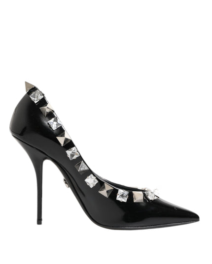Dolce & Gabbana Black Crystals Studs Stiletto Pumps Shoes