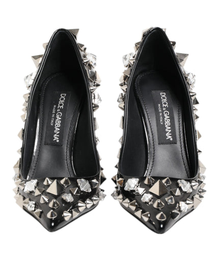 Dolce & Gabbana Black Crystals Studs Stiletto Pumps Shoes