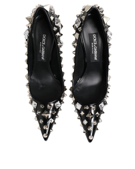 Dolce & Gabbana Black Crystals Studs Stiletto Pumps Shoes