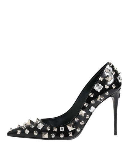 Dolce & Gabbana Black Crystals Studs Stiletto Pumps Shoes