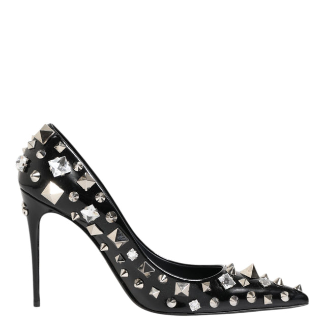 Dolce & Gabbana Black Crystals Studs Stiletto Pumps Shoes