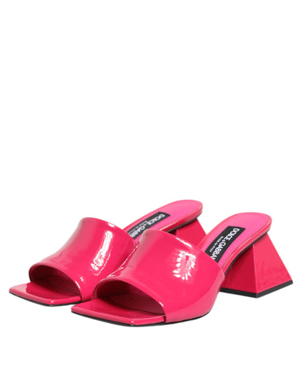 Dolce & Gabbana Pink Open Toe Block Heel Mules Sandals Shoes