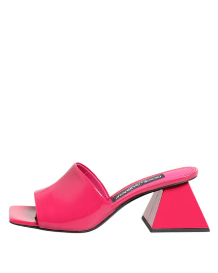 Dolce & Gabbana Pink Open Toe Block Heel Mules Sandals Shoes
