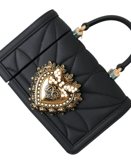 Dolce & Gabbana Case Black Silicone Devotion Heart Cover Hand Bag Airpod