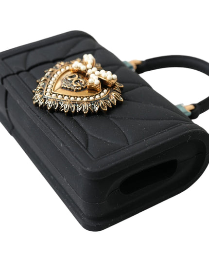 Dolce & Gabbana Case Black Silicone Devotion Heart Cover Hand Bag Airpod
