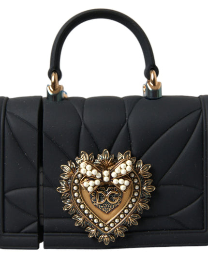 Dolce & Gabbana Case Black Silicone Devotion Heart Cover Hand Bag Airpod