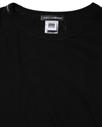 Dolce & Gabbana Black Cotton Knit Round Neck Long Sleeves T-shirt