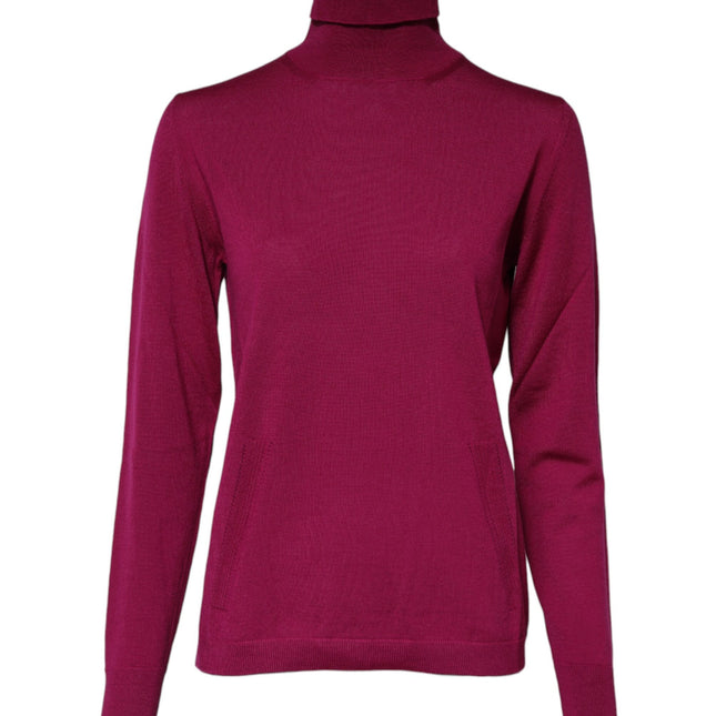 Dolce & Gabbana Fuchsia Wool Long Sleeves Turtleneck Sweater