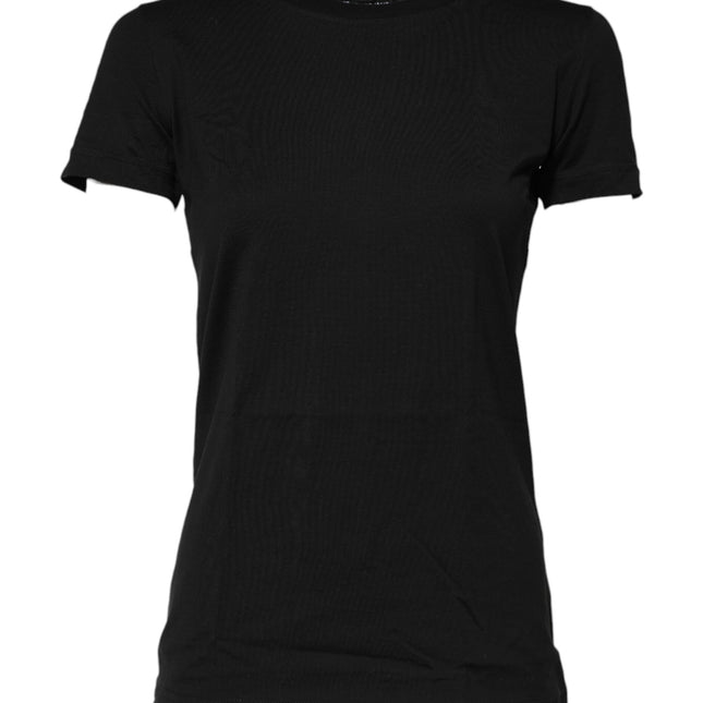 Dolce & Gabbana Black Short Sleeves Crew Neck Top T-shirt