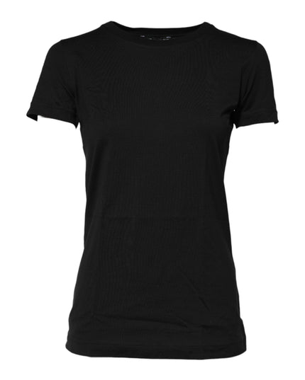 Dolce & Gabbana Black Short Sleeves Crew Neck Top T-shirt
