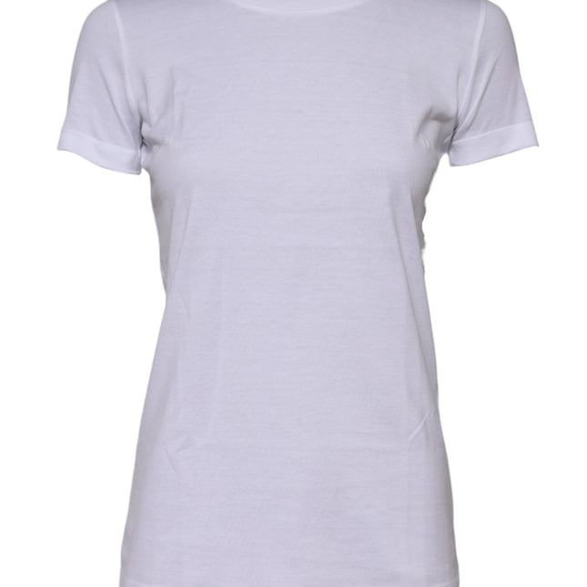 Dolce & Gabbana White Cotton Crew Neck Short Sleeves T-shirt