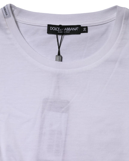 Dolce & Gabbana White Cotton Crew Neck Short Sleeves T-shirt