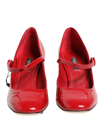 Dolce & Gabbana Red Leather DG Logo Heels Sandals Shoes