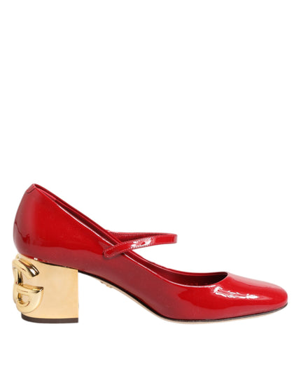 Dolce & Gabbana Red Leather DG Logo Heels Sandals Shoes