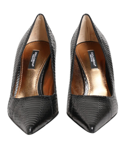 Dolce & Gabbana Black Exotic Leather Stiletto Pumps Shoes