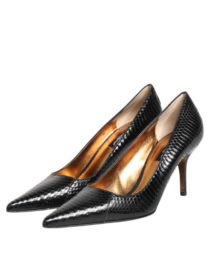Dolce & Gabbana Black Exotic Leather Stiletto Pumps Shoes