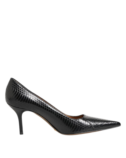 Dolce & Gabbana Black Exotic Leather Stiletto Pumps Shoes