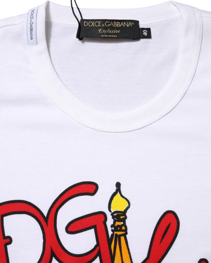 Dolce & Gabbana White DG Loves Moscow Cotton Crew Neck T-shirt