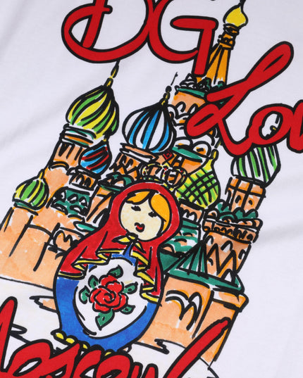 Dolce & Gabbana White DG Loves Moscow Cotton Crew Neck T-shirt